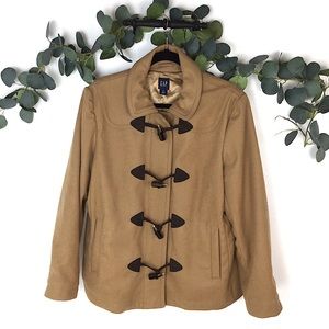 GAP Wool Camel Tan Coat Jacket XL Toggle